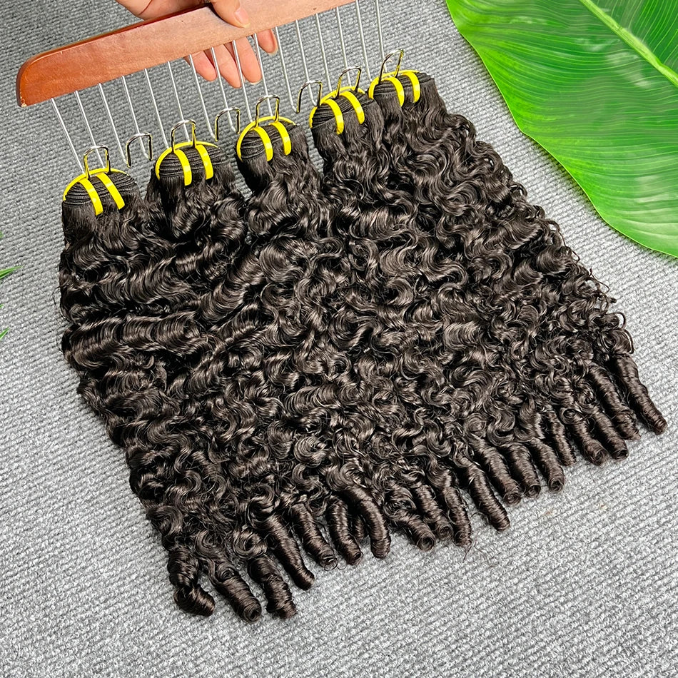 Bouncy Spiral Curly Hair Bundles #1B Natural Cuticle Aligned Burmese Curly Raw Virgin Hair Weft Extensions 1 2 3 4 Bundle