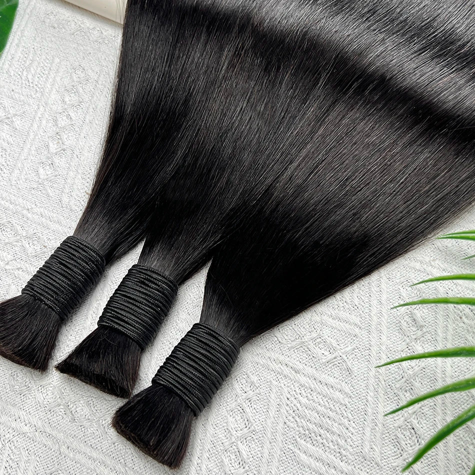 Straight Hair Bulk Braids Human Hair 100% Unprocessed Raw Virgin Human Hair No Weft For Braiding #1B Natural Black Color Hair