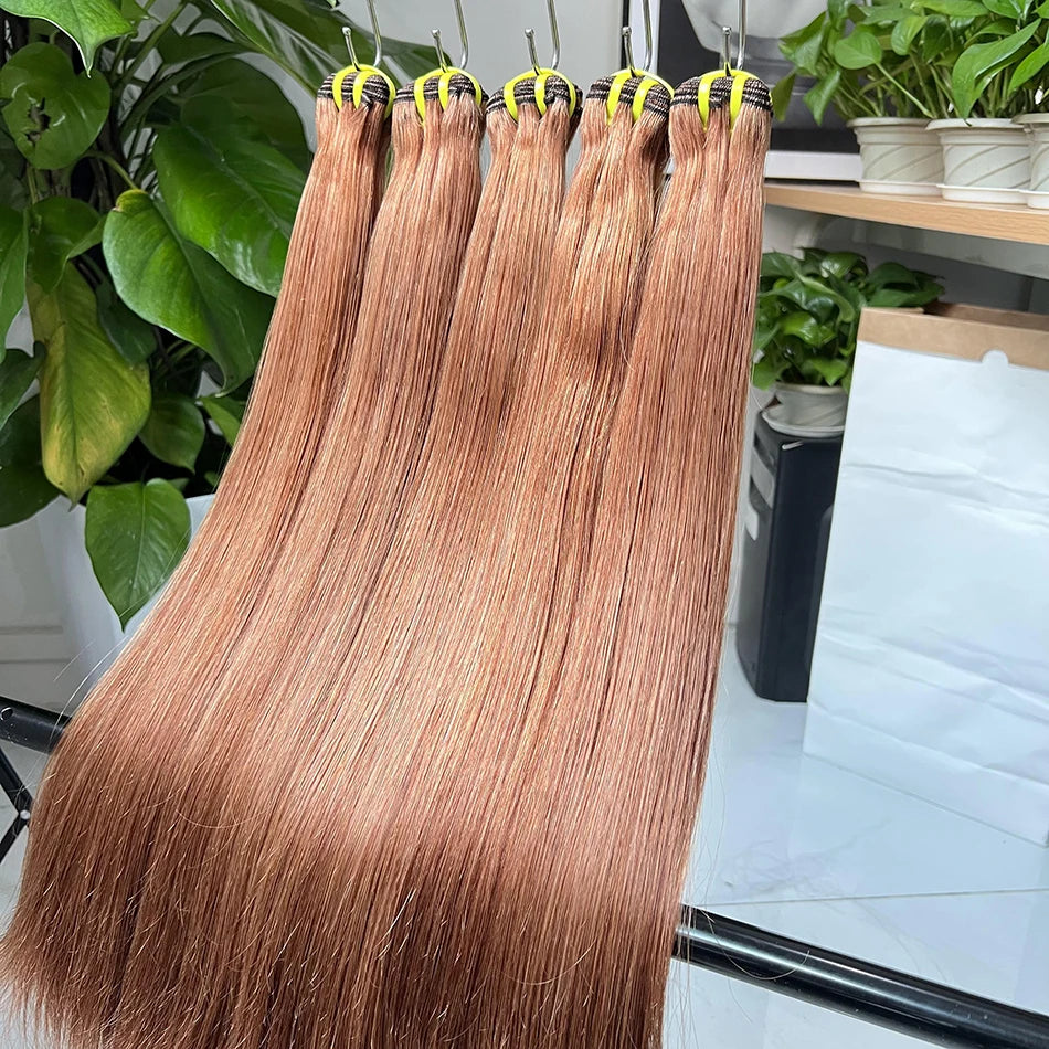 Double Drawn Bone Straight #30 Colored Human Hair Bundles 100% Virgin Hair Weave Extensions 18-26 Inch Vietnamese For Women