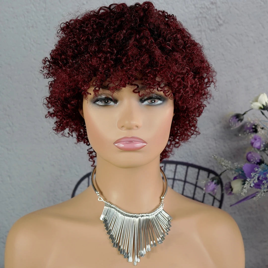 Short Afro Kinky Curly Pixie Wig — 100% Human Hair