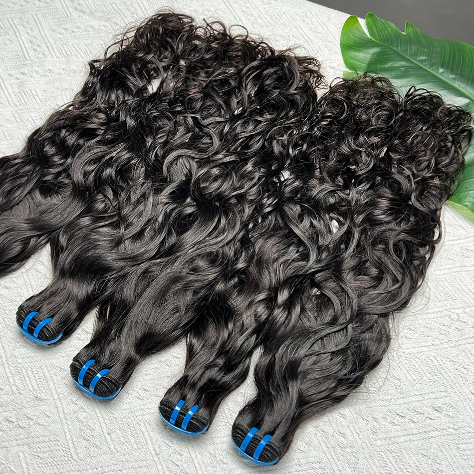18A Natural Wave Bundles 100% Human Hair Unprocessed Raw Virgin Hair Weave Extensions #1B Natural Color Wavy Hair 1 2 3 4 pcs