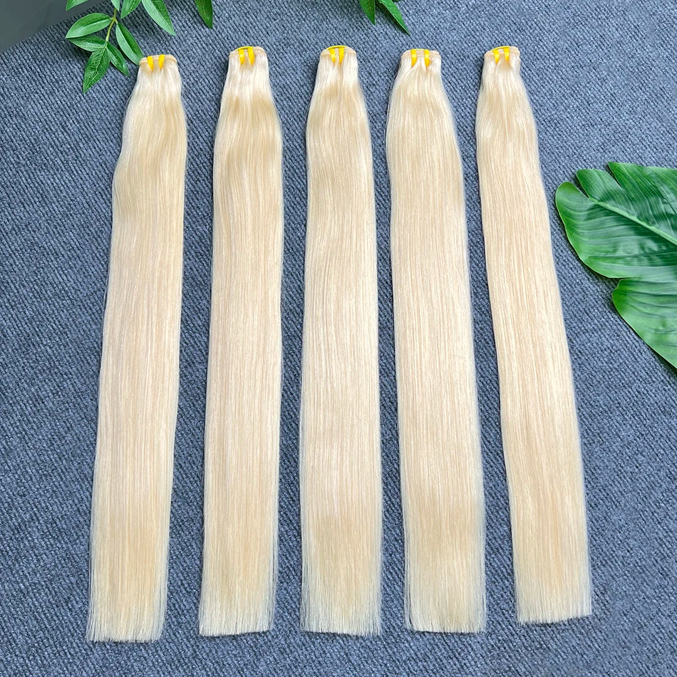 Double Drawn #613 Bone Straight Human Hair Bundles Blonde Colored 1/2/3/4 Pcs 100% Human Hair 100 Grams Weave Hair Extensions