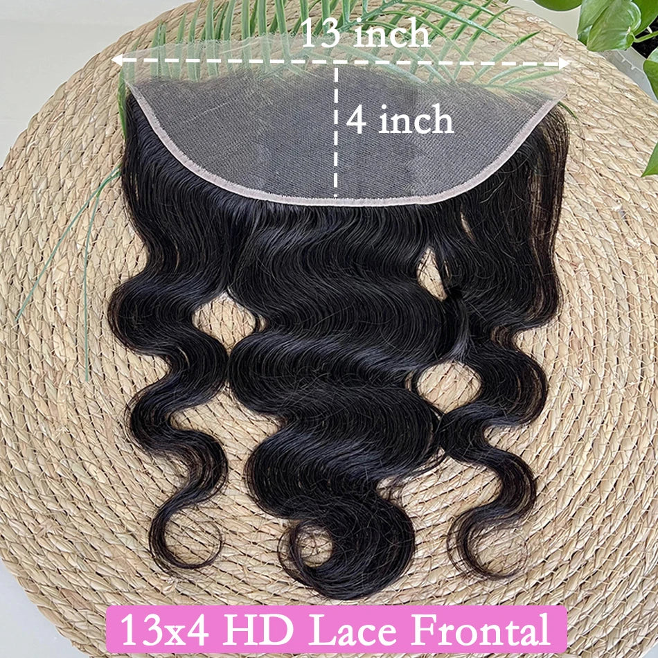 Body Wave Real HD Lace 13x4 Lace Frontal 100% Human Hair Preplucked #1B Natural Color Melt Skin Invisible Lace Closure For Women