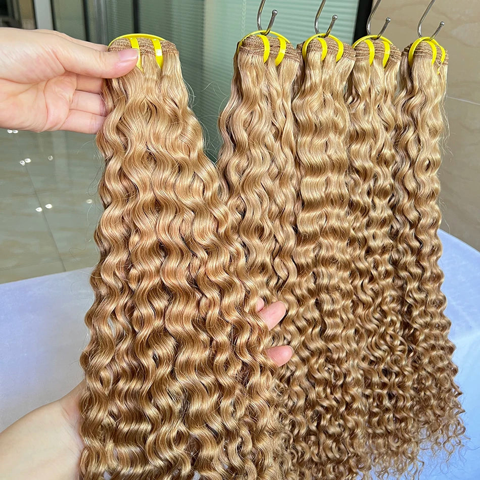 Deep Curly #27 Color Human Hair Bundles 100% Virgin Vietnamese Hair Weave Extensions 100grams 1/2/3 pcs 18-26 Inch For Women
