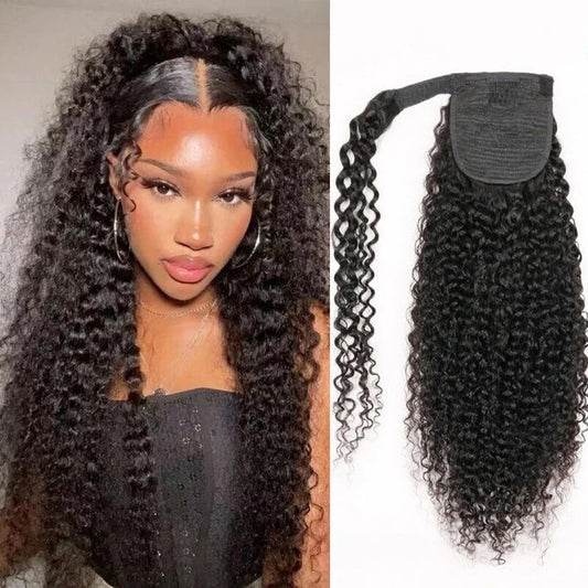 Kinky Curly Wrap-Around Ponytail — 100% Virgin Raw Hair