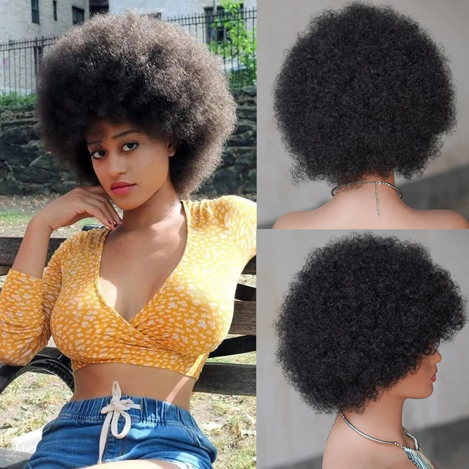 Afro Kinky Curly Wave Wig — Natural Colour, 250% Density