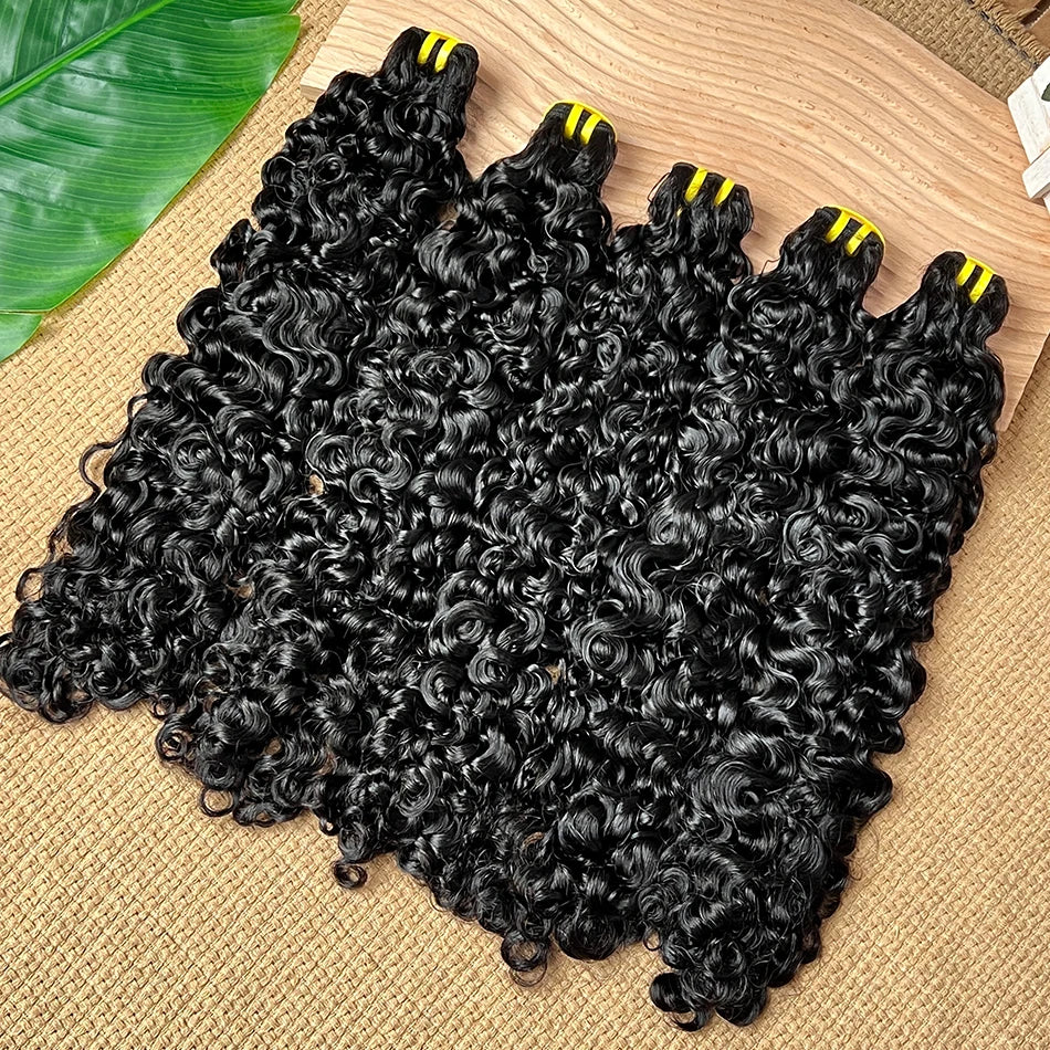Double Drawn Burmese Curly Human Hair Bundles #1B Natural Color 100% Raw Virgin Vietnamese Hair Weave Extensions 1 2 3 4 PCS