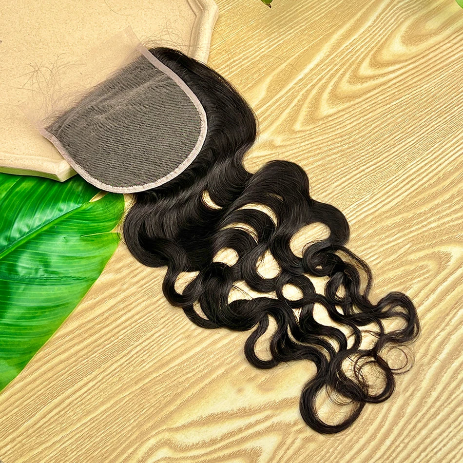 Natural Wave 5x5 Transparent Lace Closure 100% Human Hair #1B Natural Black Color Melt Skin Invisible Lace Raw Virgin Hair