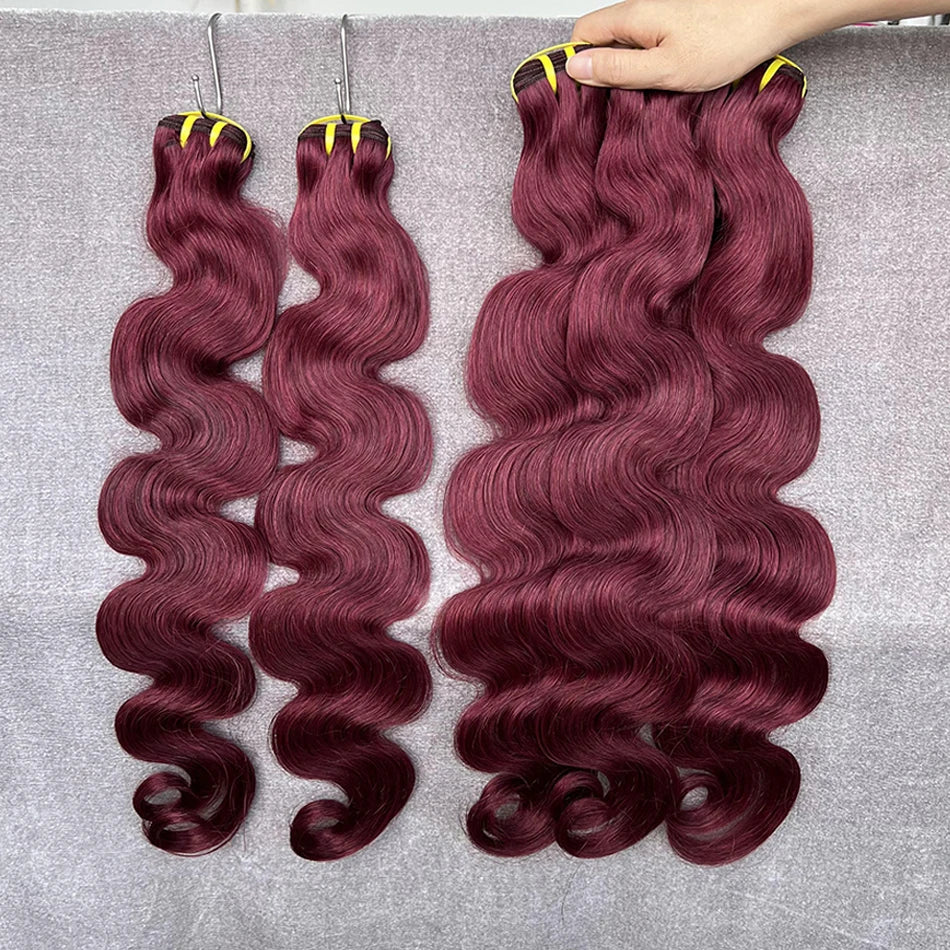Burgundy #99j Color Body Wave Human Hair Bundles 16-30Inch 100% Vietnamese Raw Virgin Wavy Human Hair Weave Extensions For Women
