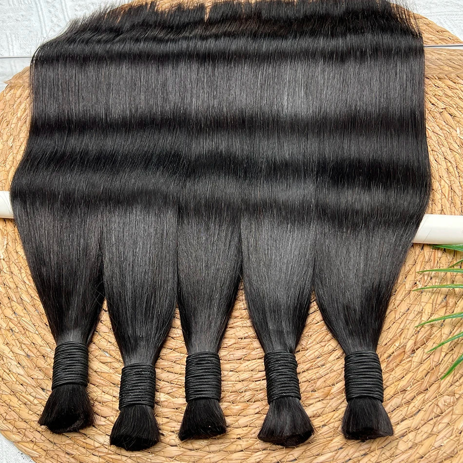 Straight Hair Bulk Braids Human Hair 100% Unprocessed Raw Virgin Human Hair No Weft For Braiding #1B Natural Black Color Hair