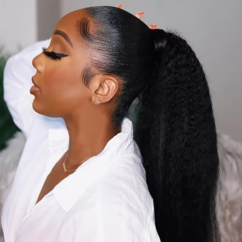 Kinky Straight Wrap-Around Ponytail — 100g Remy Human Hair