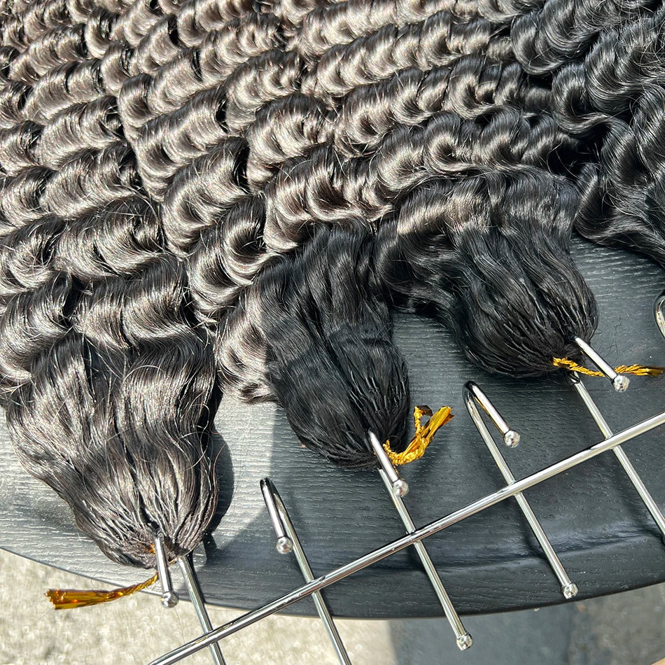 Deep Wave Crochet Hair Extensions 100% Human Hair 100grams Miracle Knots Feather-Line Pre-separated Knotless Braids Crochet Hair