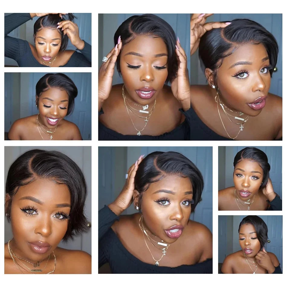 Straight Pixie Cut Wig — Brazilian Human Hair, Lace Front