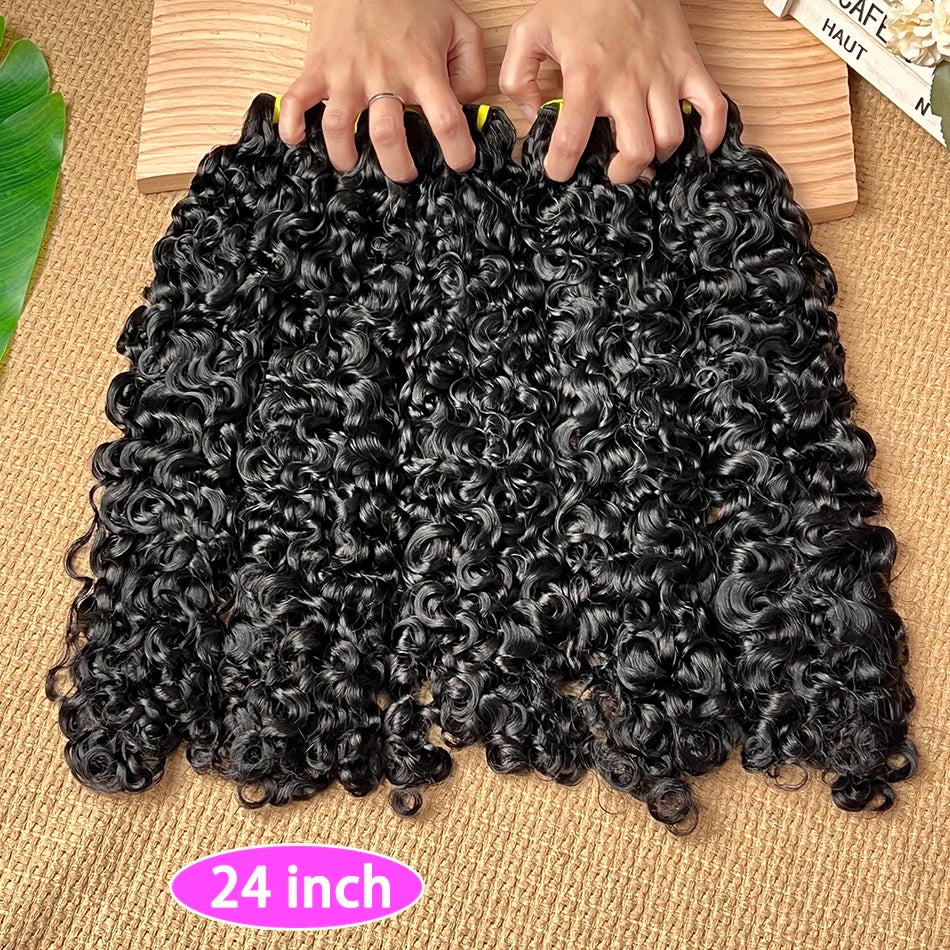 Double Drawn Burmese Curly Human Hair Bundles #1B Natural Color 100% Raw Virgin Vietnamese Hair Weave Extensions 1 2 3 4 PCS