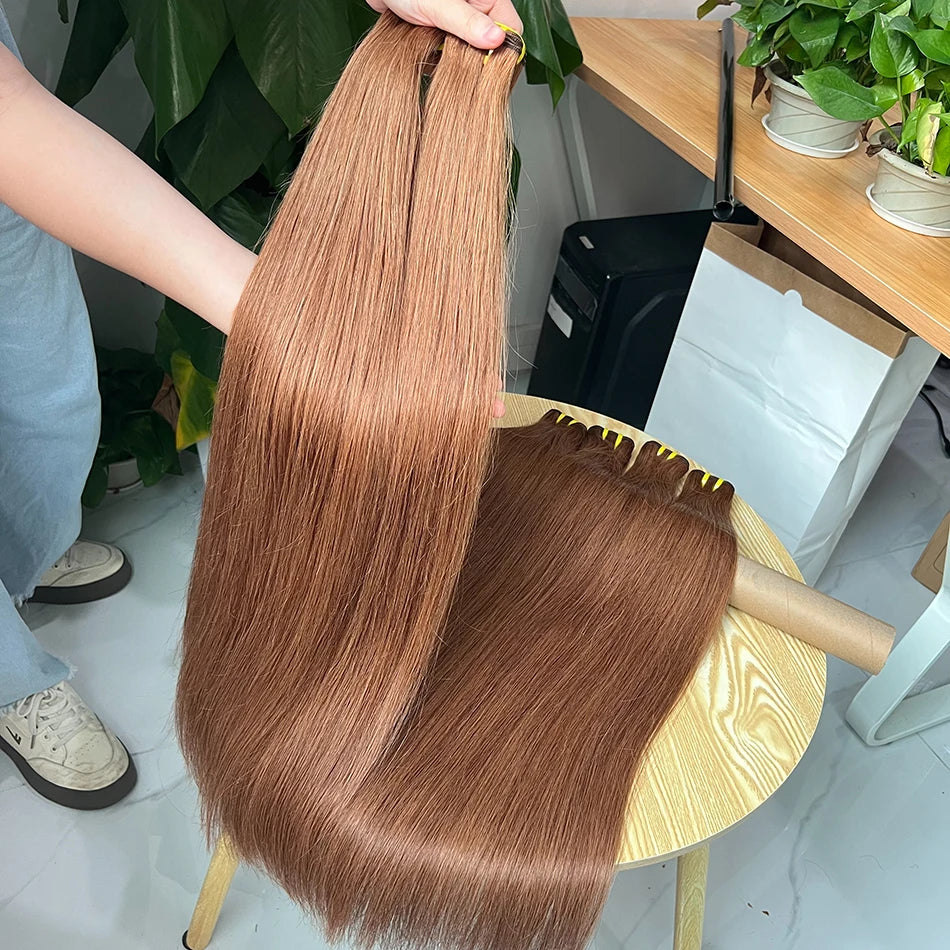 Honey Blonde #27 #30 Colored Straight Human Hair Bundles 16-30 Inch 100% Unprocessed Raw Human Hair Extensions Weave For Women