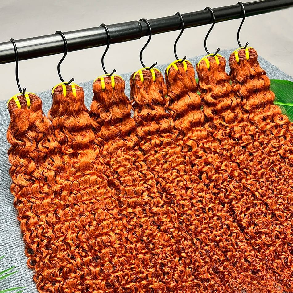 #350 Color Human Hair Bundles Ginger Orange 100% Raw Virgin Vietnamese Wavy Hair Weave Extensions 100 Grams/Bundle