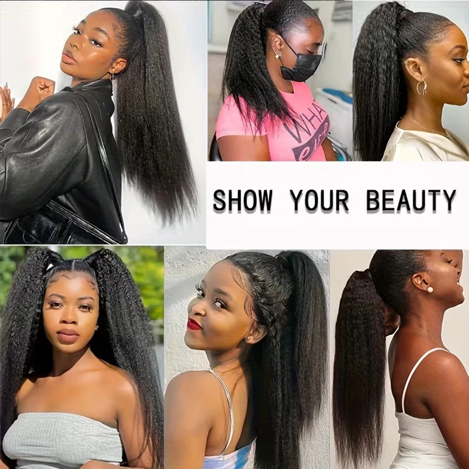 Kinky Straight Wrap-Around Ponytail — 100g Remy Human Hair