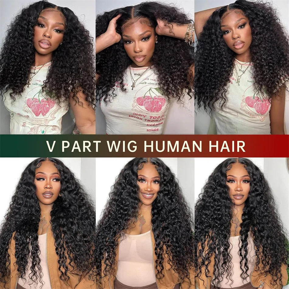 V-Part Water Wave Wig — Wet & Wavy, No Leave-Out, 32 Inch
