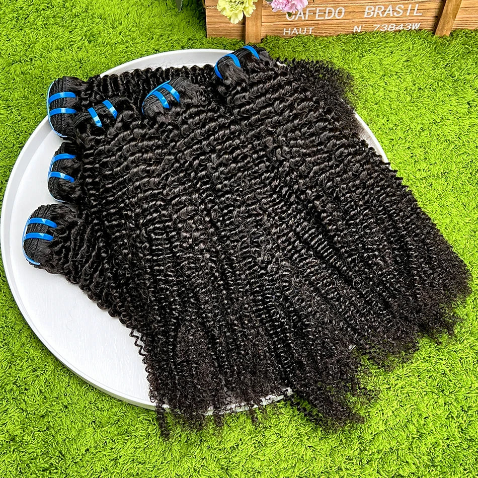 18A Kinky Curly Bundles 100% Human Hair Extensions Weave #1B Natural Black Color 10-30 Inch Curl Wavy Raw Virgin Hair For Women