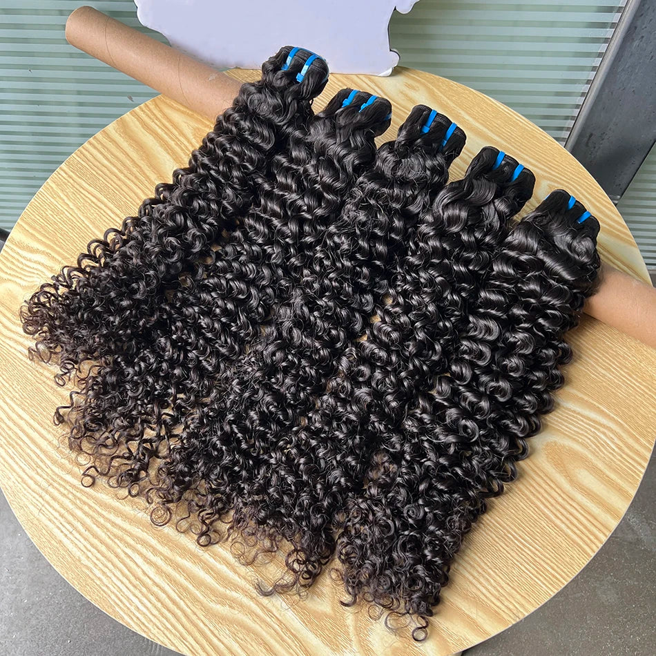 Deep Curly Bundles 18A Human Hair Extensions Weave #1B Natural Black Color 10-30 Inch Curl Wavy 100% Raw Virgin Hair For Women