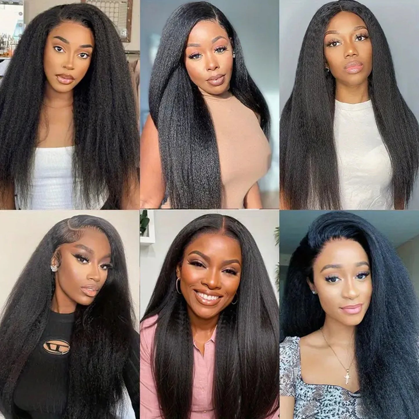Kinky Straight 3-in-1 Half Wig — Drawstring, 180% Density