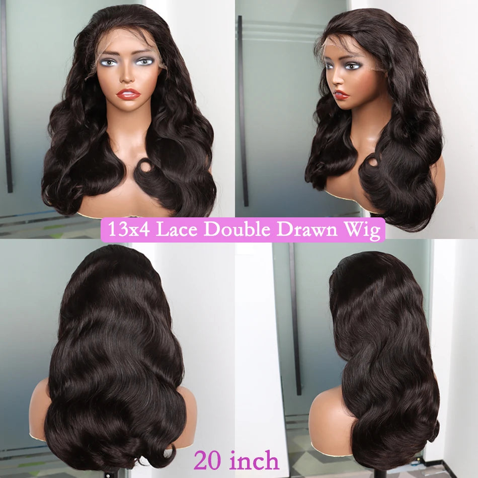 Body Wave Super Double Drawn Human Hair Wigs 4x4 HD Closure 13x4 HD Lace Frontal Wig 200 250% Density Vietnamese Raw Virgin Hair