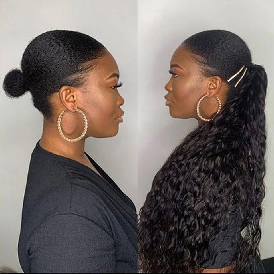 Water Wave Clip-In Ponytail — 100g Virgin Human Hair