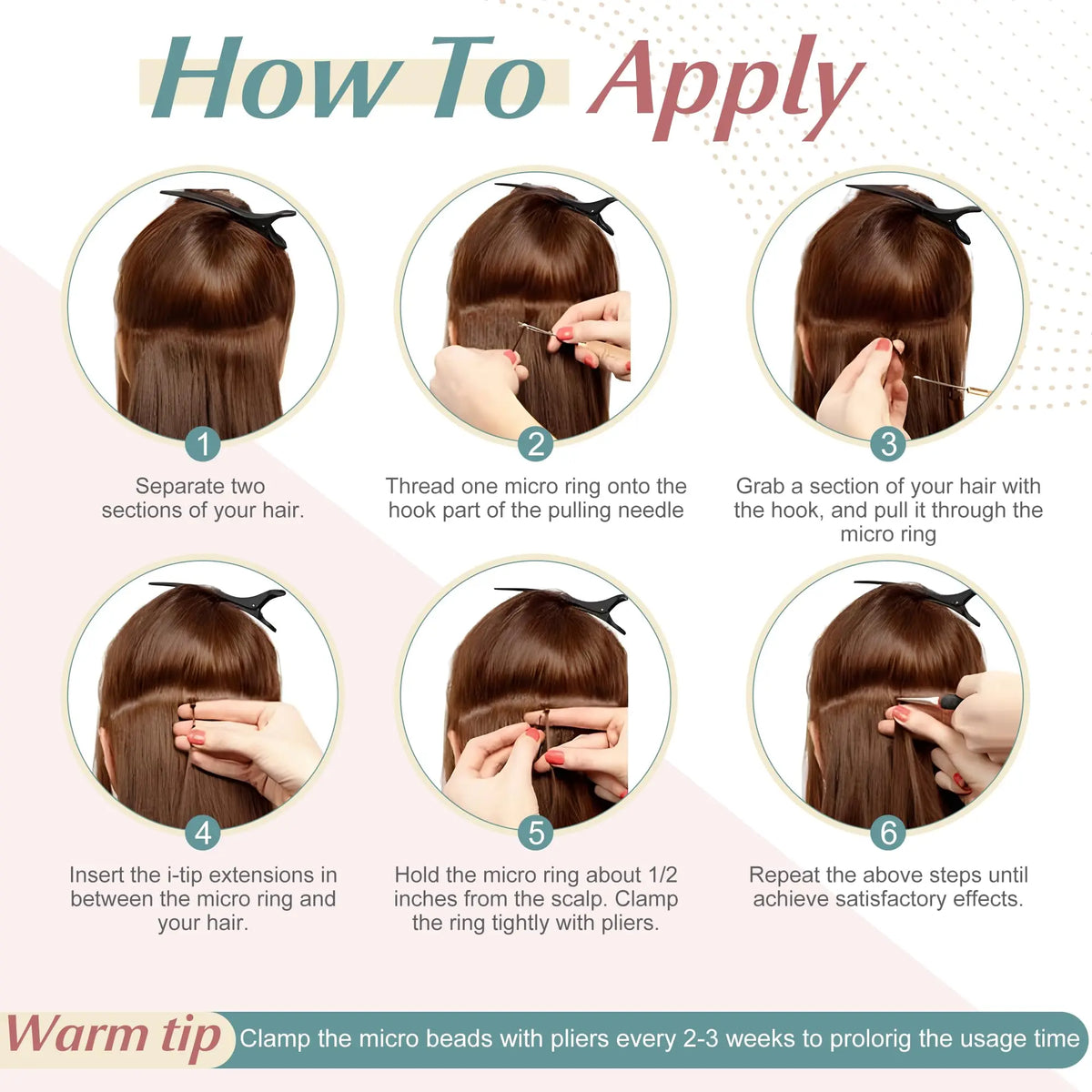 Nano Ring Hair Extensions 100% Human Hair Straight Weft Pre-tipped Strands For Easy DIY Hair Extension Application