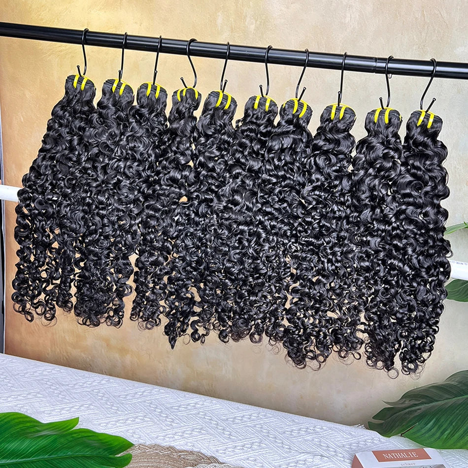 Burmese Curly Human Hair Bundles #1B Natural Black Color 100% Raw Virgin Hair Weave Extensions 1 2 3 4 Pcs Bouncy Curly Hair