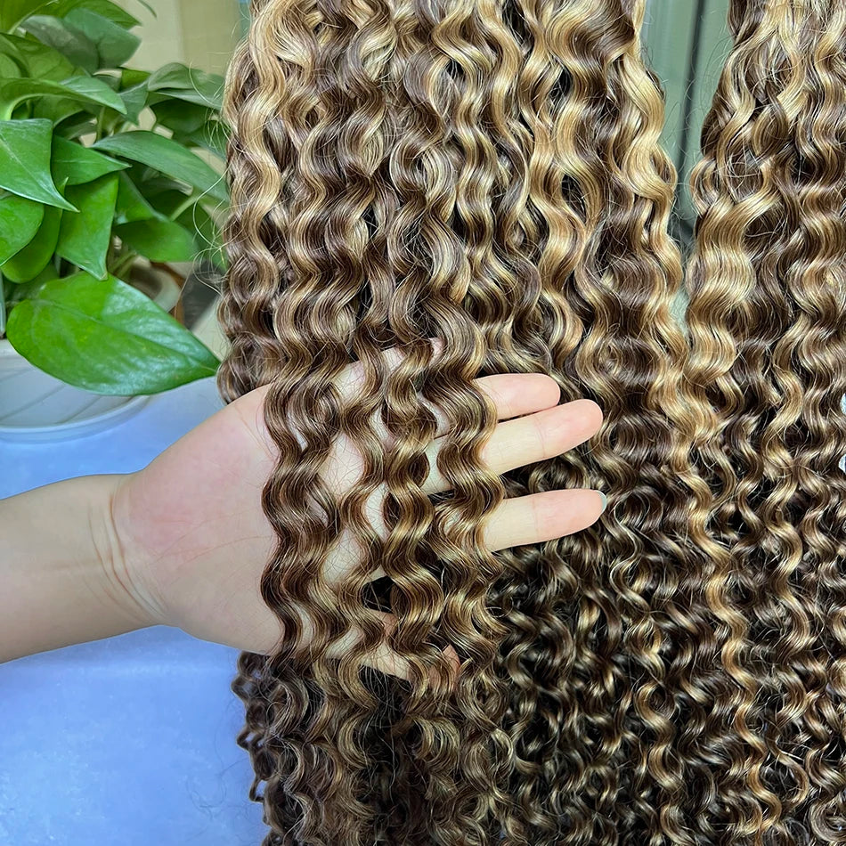 Deep Curly P4/27 Highlight Color Human Hair Bundles 100% Virgin Vietnamese Hair Weave Extensions 100grams 1/2/3/4 pcs For Women