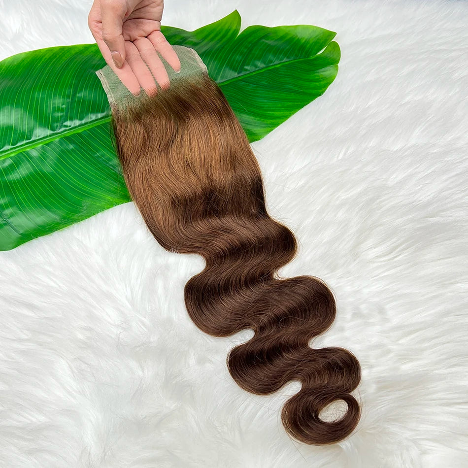 #4 Brown Color 4x6 Transparent Lace Closure Body Wave Human Hair Deep Parting Melt Skin Invisible Lace Raw Virgin Hair For Women