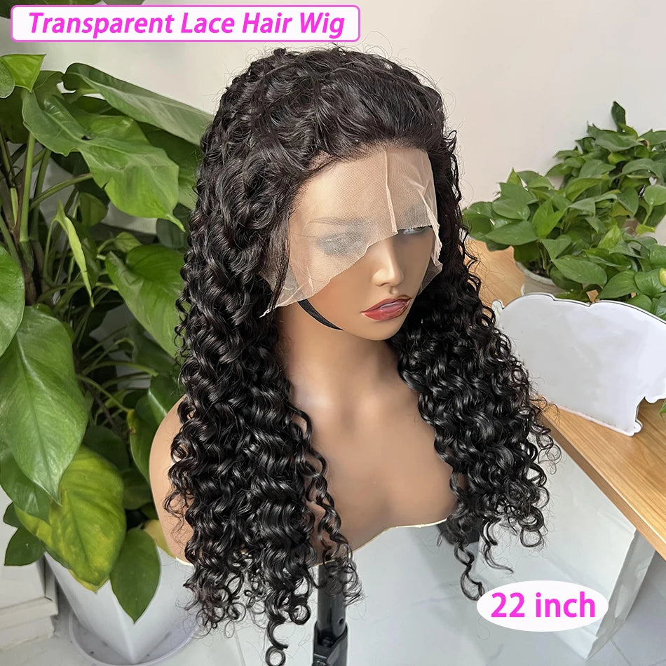 Water Wave 13x4 Hd Lace Frontal Human Hair Wigs Preplucked Bleached Knots Transparent Lace 200 Density Natural Color Hair Wig