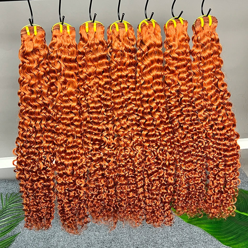 #350 Color Human Hair Bundles Ginger Orange 100% Raw Virgin Vietnamese Wavy Hair Weave Extensions 100 Grams/Bundle