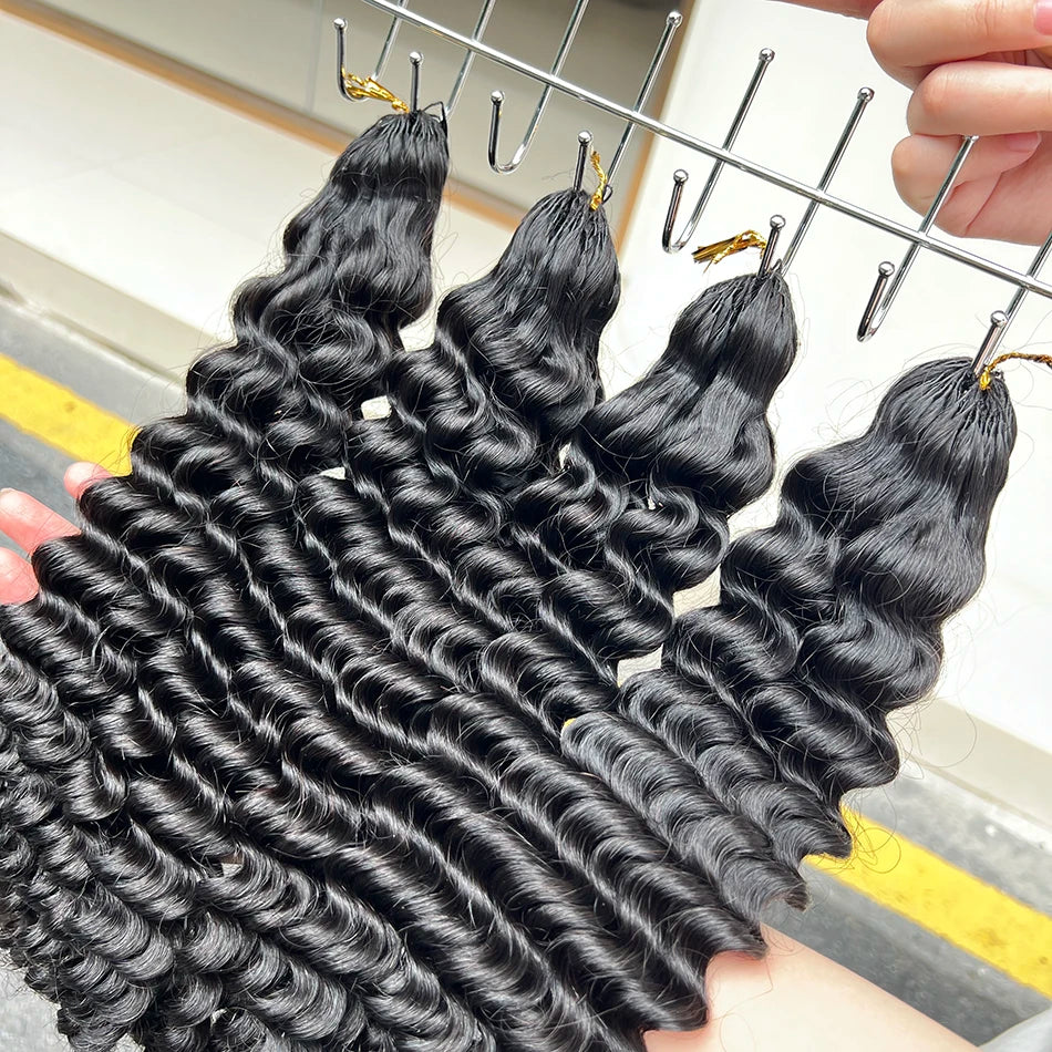 Deep Wave Crochet Hair Extensions 100% Human Hair 100grams Miracle Knots Feather-Line Pre-separated Knotless Braids Crochet Hair
