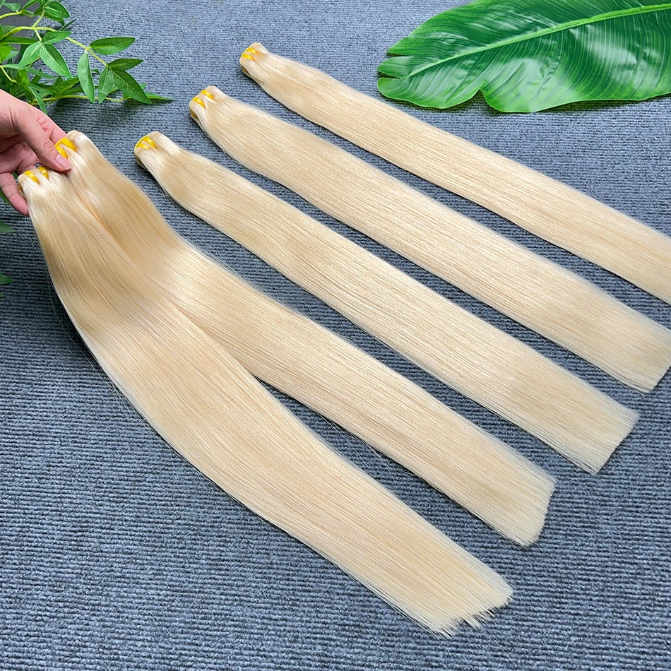 Double Drawn #613 Bone Straight Human Hair Bundles Blonde Colored 1/2/3/4 Pcs 100% Human Hair 100 Grams Weave Hair Extensions