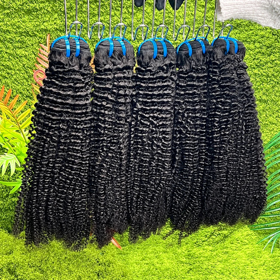 18A Kinky Curly Bundles 100% Human Hair Extensions Weave #1B Natural Black Color 10-30 Inch Curl Wavy Raw Virgin Hair For Women