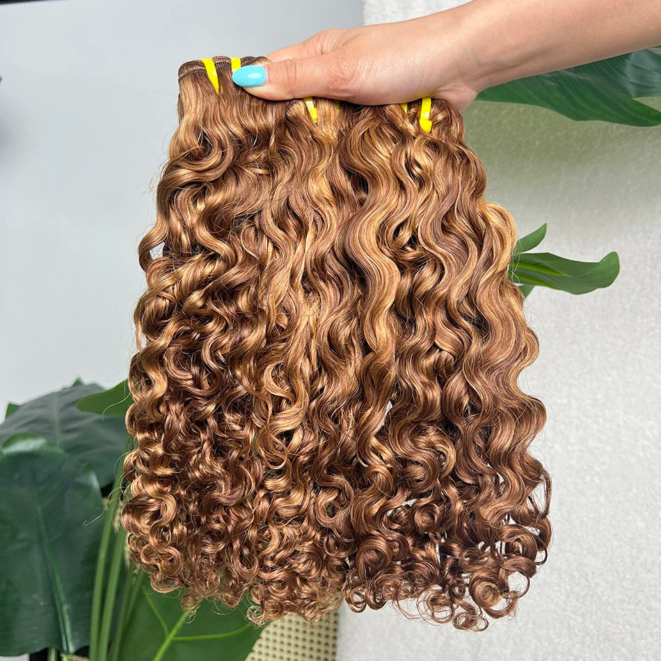 P4/27 Color Bundles Burmese Curly Human Hair 16 inches 100 Grams Cuticle Aligned Ombre Highlight Raw Virgin Hair Weft Extensions
