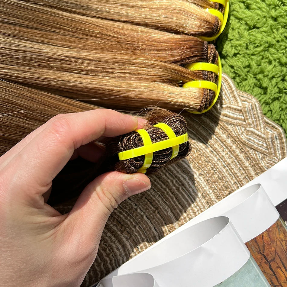 Highlight Color P4/27 Straight Human Hair Bundles Honey Blonde Brown 100 Grams 100% Virgin Hair Weaving Extensions For Women