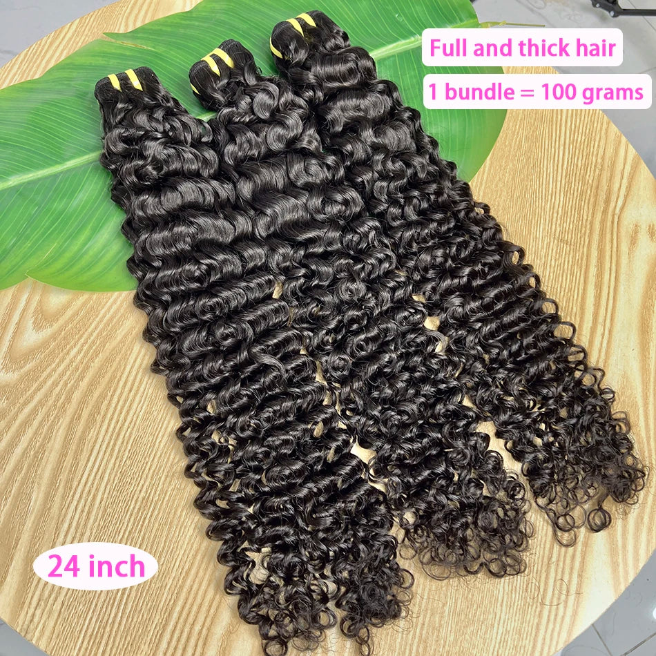 Deep Curly Human Hair Bundles 100% Unprocessed Raw Virgin 10-30 Inches Vietnamese Bouncy Curly Hair Weave Extensions For Women