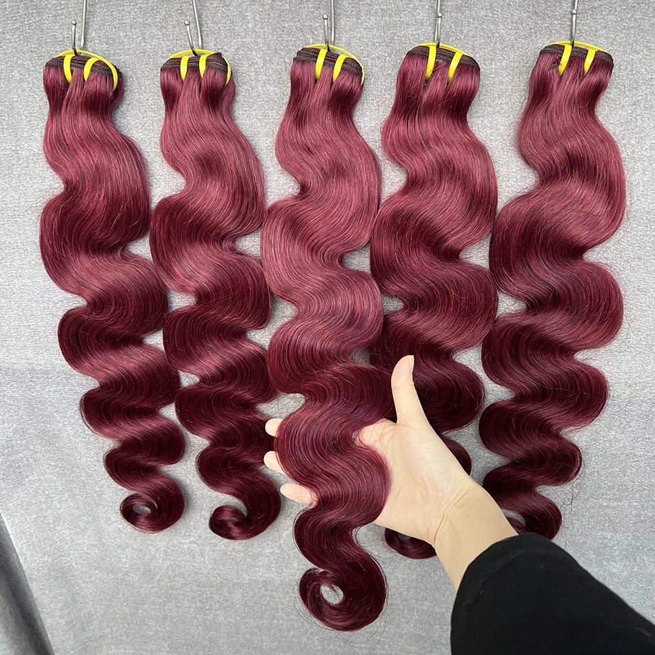 Burgundy #99j Color Body Wave Human Hair Bundles 16-30Inch 100% Vietnamese Raw Virgin Wavy Human Hair Weave Extensions For Women