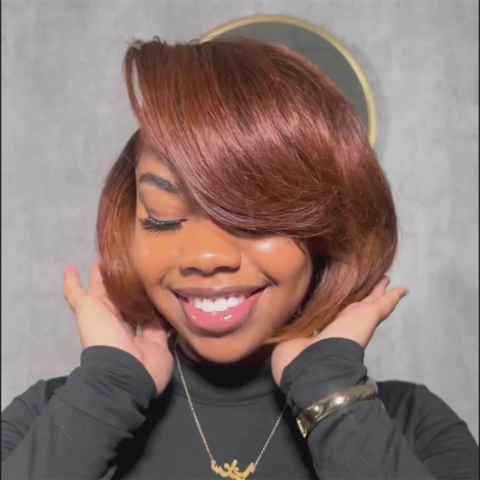 Highlight Pixie Cut Bob Wig — Straight Human Hair, 13x4 Lace Front