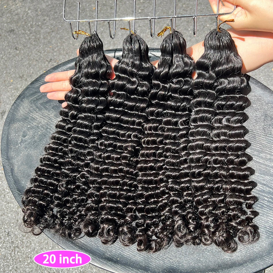 Deep Wave Crochet Hair Extensions 100% Human Hair 100grams Miracle Knots Feather-Line Pre-separated Knotless Braids Crochet Hair