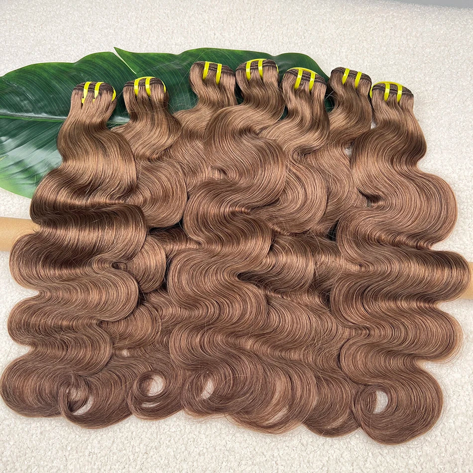 Body Wave #6 Colored Human Hair Bundles 100% Virgin Human Hair Extensions Weaving 100 Grams 16-26 Inch 1/2/3/4 Bundles For Women