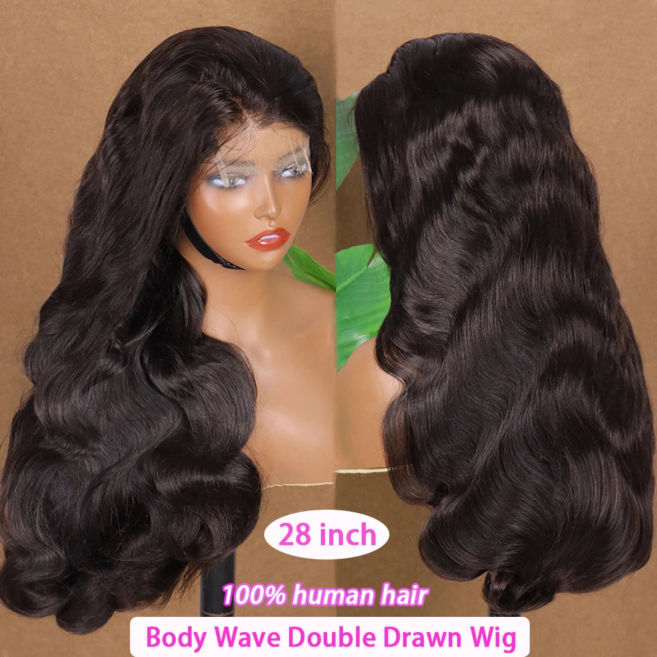 Body Wave Double Drawn Human Hair Wigs 4x4 13x4 HD Lace Closure Frontal Wig Preplucked Lace Wigs Vietnamese 100% Raw Virgin Hair