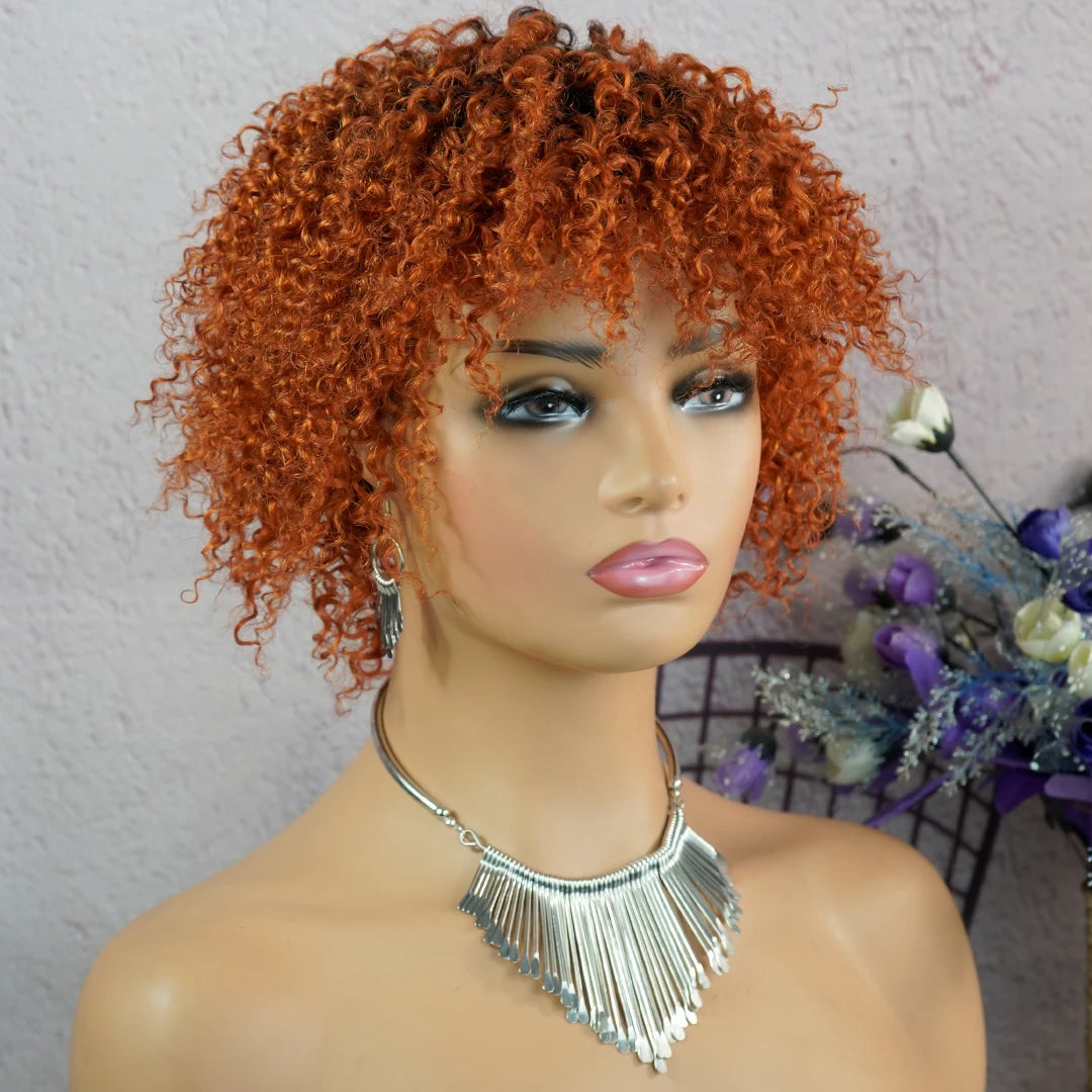 Short Afro Kinky Curly Pixie Wig — 100% Human Hair