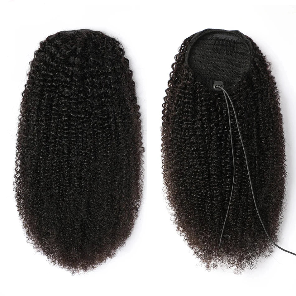 Afro Puff Kinky Curly Drawstring Ponytail — Human Hair