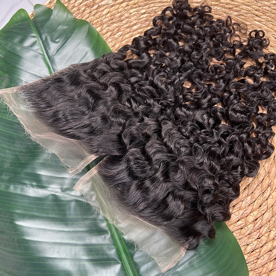 Burmese Curly 5x5 HD Lace Closure 100% Human Hair Preplucked Bleached Knots Invisible Lace #1B Natural Color Raw Virgin Hair