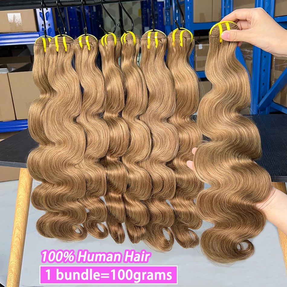 #8 Colored Body Wave Human Hair Bundles 100% Virgin Human Hair Extensions Weaving 100 Grams 16-28 Inch 1/2/3/4 Bundles For Women