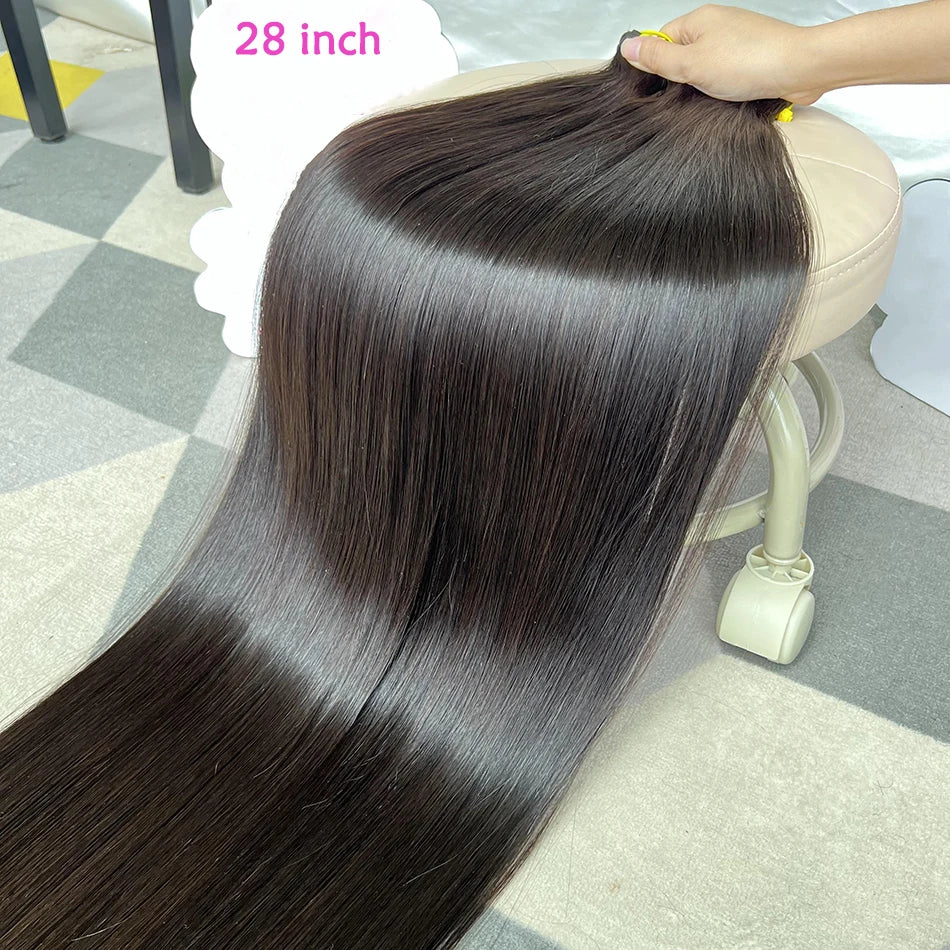 18A Double Drawn Bone Straight Human Hair Bundles Weave 100% Raw Virgin Hair Extensions #1b Natural Black Color Can Bleach #613