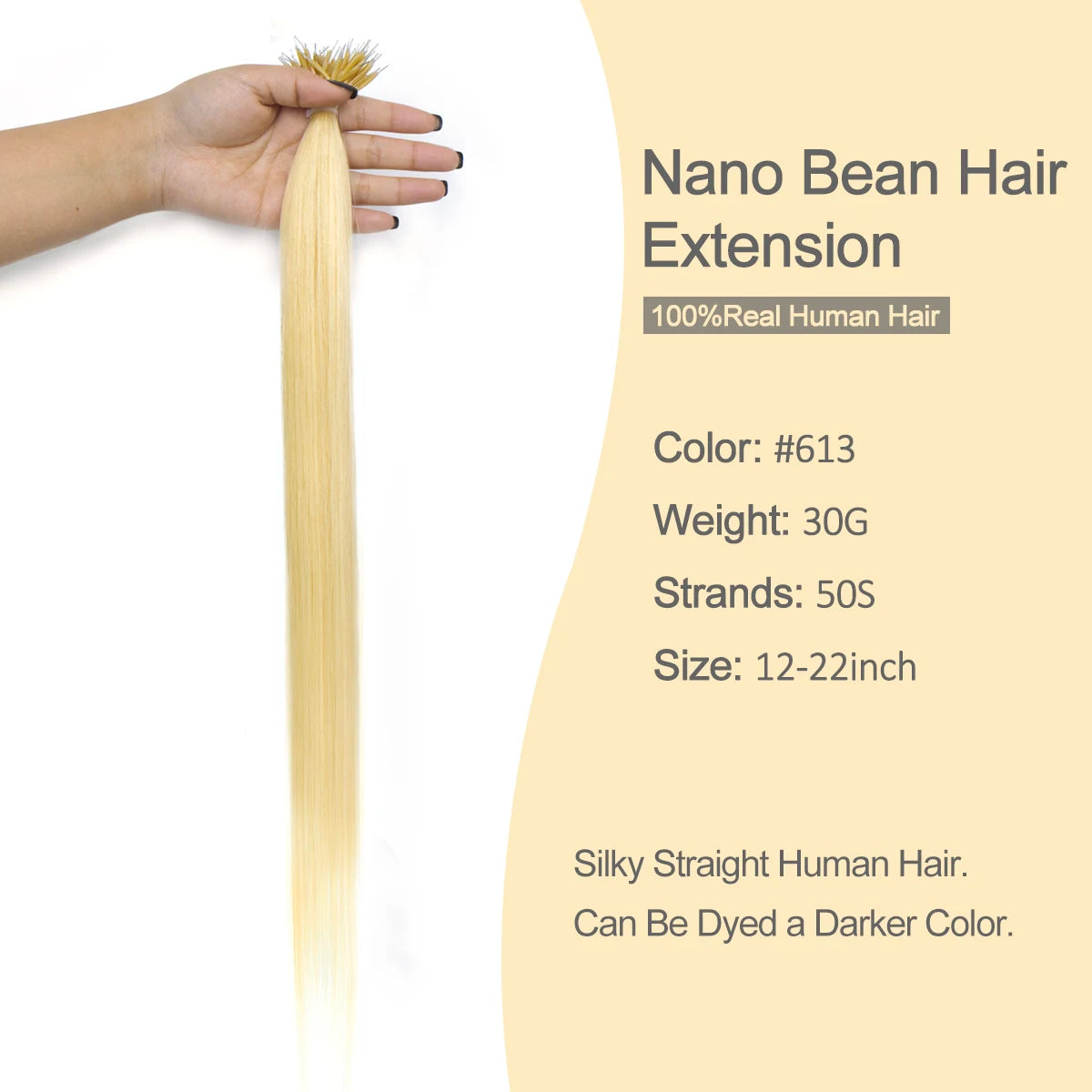 Nano Tip Human Hair Extensions – Ash & Bleach Blonde Balayage, 16–20″, 30g (50 Strands)